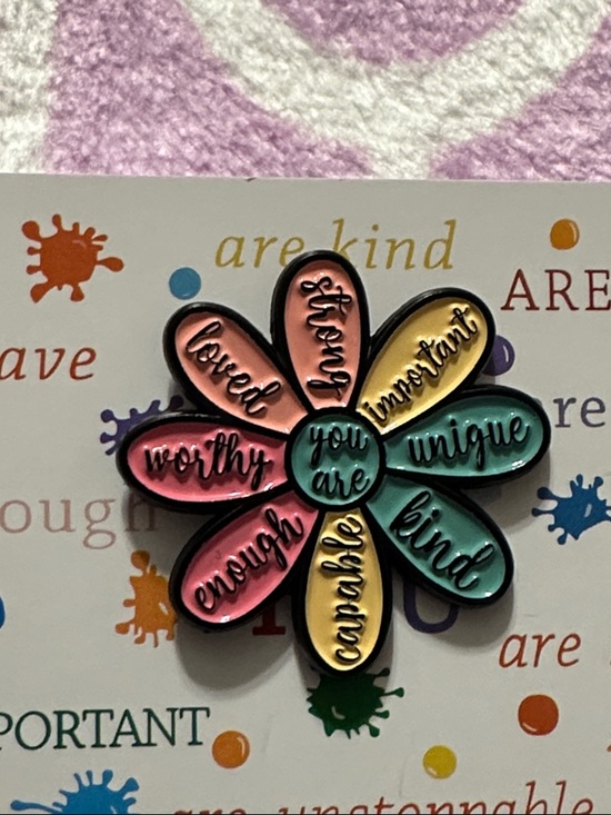 Accessories - YOU ARE Inspirational Multicolor Flower Pin -  with Positive Affirmation Card